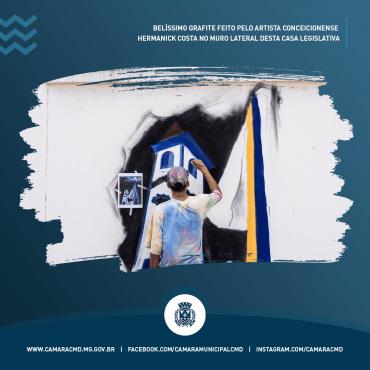 BELÍSSIMO GRAFITE FEITO PELO ARTISTA CONCEICIONENSE HERMANICK COSTA NO MURO LATERAL DESTA CASA LEGISLATIVA